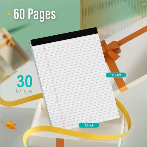 24 Pack Legal Pads 8.5 x 11 Note Pads 8.5 x 11 Inch Notepad 720 Sheets Writing Pads Wide Ruled Lined Paper Pads White Paper Note Pads 8.5 x 11 with 30 Sheets Per Legal Pad for School, Office, Home