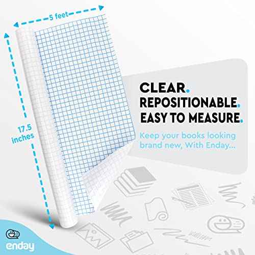 Clear Contact Paper, 17.5¡± x 5-Feet, Transparent Self Adhesive Book and Textbook Covers for Paperbacks and Hard Covers, Plastic Protective Covering Contact Paper Roll, Acid Free, 48 Rolls ? by Enday