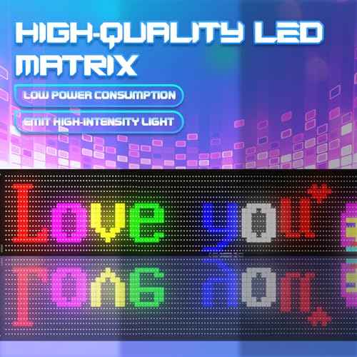 FAHKNS Programmable LED Sign Matrix Panel, Flexible Huge Bright Advertising Scrolling LED Sign, Bluetooth App Control LED Sign for Car Shop Store Advertising Party Bar, 19''x5''