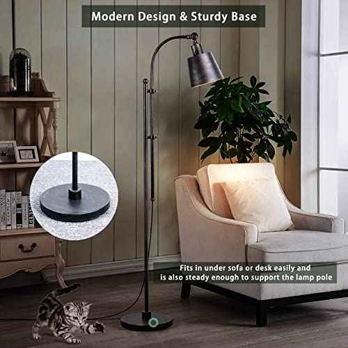 Floor Lamp, Industrial Floor Lamps for Living Rooms & Bedrooms - Rustic Farmhouse Reading Lamp Standing, Adjustable Metal Heads Indoor Task Lighting for Living Room Office Home D?cor (Rustic Black)