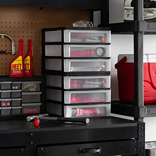 IRIS USA 2-Pack Medium Plastic Desk Drawer Organizers - Black, Stackable Dorm Storage