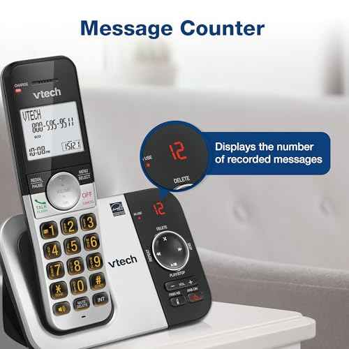 VTech VG232 Cordless Phone with Answering Machine - with Large Display Full-Duplex Speakerphone Caller ID/Call Waiting Last 10 Number Redial