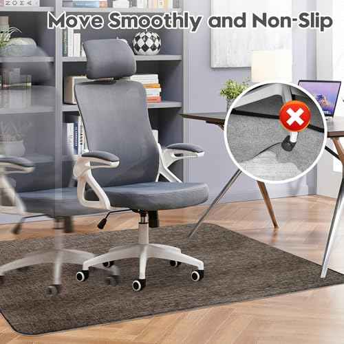 Sycoodeal Office Chair Mat for Hardwood & Tile Floor, 36" x 48" Heavy Duty Computer Gaming Chair Mat for Rolling Chairs Non-Curve, Anti-Slip, Floor Protector for Home Office (Coffee)