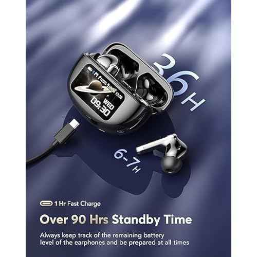 AI Translation Earbuds Real Time, Multifunctional Touch Screen Translator for 144 Languages & Accents Audifonos Traductores Ingl?s Espa?ol Noise Canceling Headphones for1Travel Business Learning Black