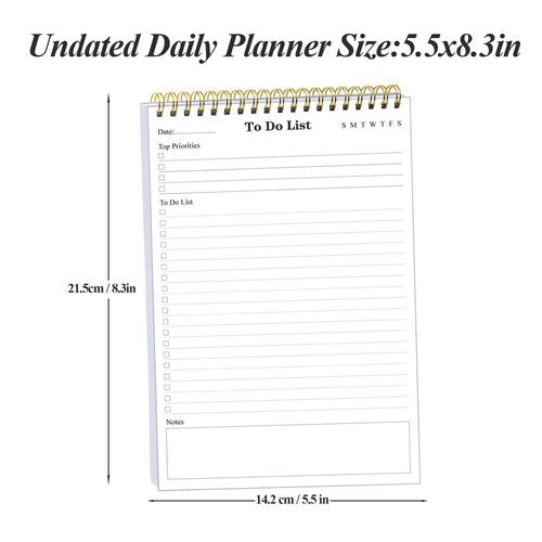 (50-Pack) To Do List Notepad - A5 Undated Daily Planner, 2500 Sheets/5000 Pages To Do List Notebook for Work, Spiral Waterproof Notepad for Office Supplies, School Planner, 5.8" x 8.3"