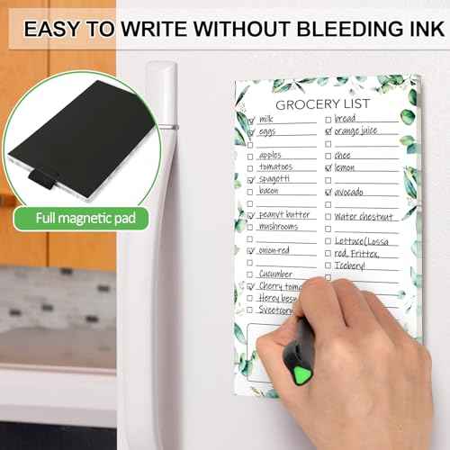 Joyberg 2 PCS Magnetic Grocery List Pads for Fridge, 4.5x7.5 Inches Magnetic Note Pad for Fridge, Grocery List Magnet Pad for Refridge, Magnetics Notepads, Shopping Lists, 60 Pages Per Notepad