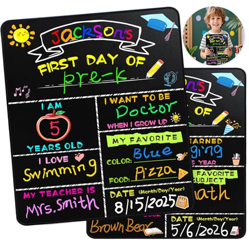 Alinnart Double-Sided First & Last Day of School Sign - 14x11 Inch Reusable Chalkboard Board for Kids - Board Variation