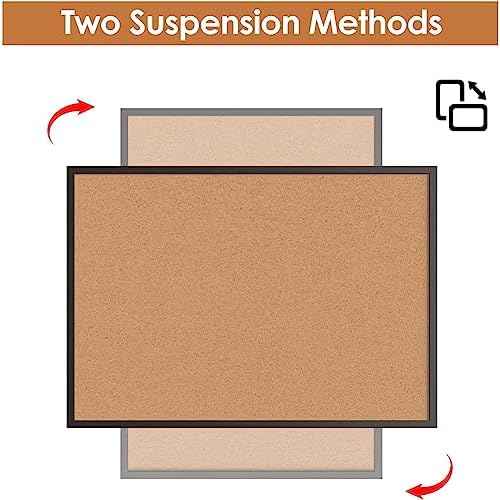 Board2by 2-Pack Cork Board Bulletin Board 18¡° x 24¡±, Black Wood Framed Corkboard, Office Board for Wall Cork, Large Wall Mounted Notice Pin Board with 32 Push Pins for School, Home & Office