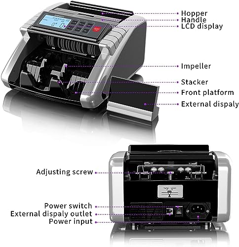 Aneken Money Counter Machine with Fake Bill Detection, Count & Add Modes, LCD Display