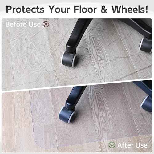 Office Chair Mat for Hardwood Floor, 48" x 30" Clear Computer/Desk Chair Mat for Hard Floor, Thicker, Easy Glide, Non-Slip, Protects Hard Surfaces from Scratches, Ideal for Home or Office