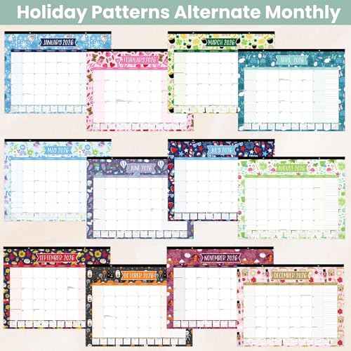bloom daily planners 2026 Desk Calendar - January to December Large Wall Calendar - 21¡± x 16¡± Desktop & Hanging Monthly Planner with Stickers for Home or Office - Holiday Icons