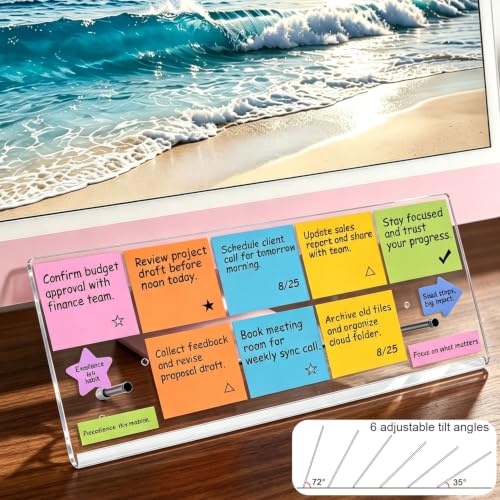 ChanQnTon 15.8" x 6.5" Monitor Memo Board - Portable Desk Organizer & Sticky Note Holder