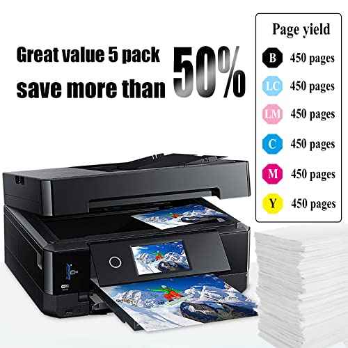 NoahArk 7 Packs T098 T099 Remanufactured Ink Cartridge Replacement for Epson 98 99 for Artisan 700 710 725 730 800 810 835 837 Printer (2 Black,1 Cyan,1 Magenta,1 Yellow,1 Light Cyan,1 Light Magenta)