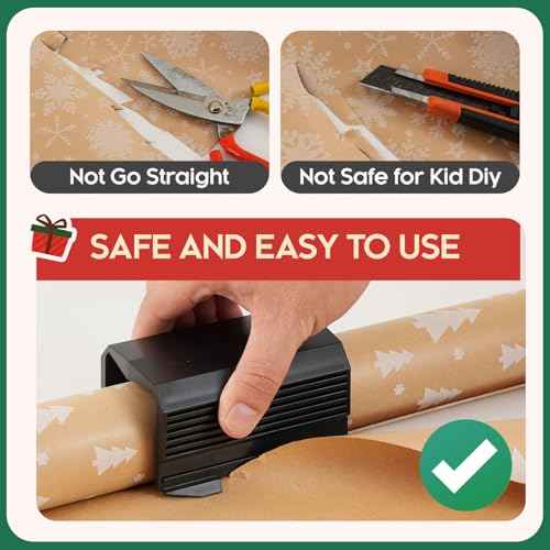 2PC Wrapping Paper Cutter Christmas Paper Roll Cutters Paper Cutter Slider Tool Set Christmas Gift Packing Wrapping Cutting Supplies for Crafting Birthday Gifts Wrap Rolls (2PC Black)
