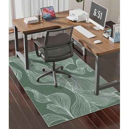 chakme Office Chair Mat for Hardwood Floor, 48"x36" Easy Glide Computer Desk Mat Protector for Rolling Chair Under Desk Rug Nonslip Backing, Machine Wash, (Leaf)
