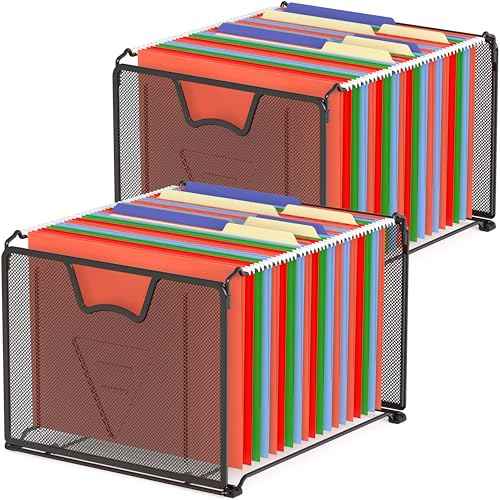 Simple Houseware Mesh Hanging File Folder Organizer, 2 Packs, Black