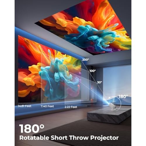 CLOKOWE Mini Projector with WiFi and Bluetooth, Built-in Apps, Smart Portable Projector with 180¡Æ Rotation, Auto Keystone, Support 1080P, Compatible with HDMI/USB/TV Stick/Smartphone/Laptop