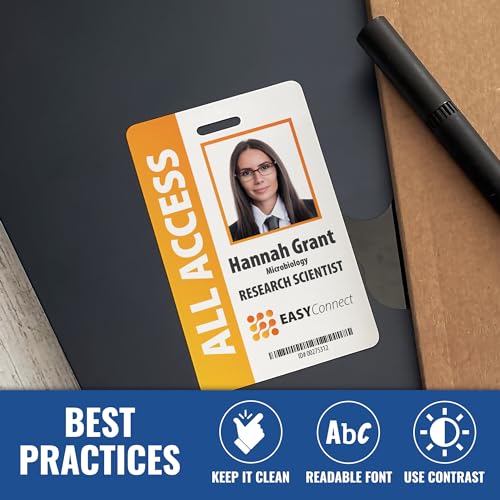 BadgeZoo Custom Print Employee ID Badge Vertical – Double-Sided with Name, Photo, Logo & Barcode (ID Vertical)