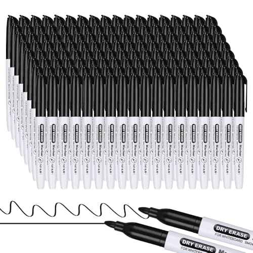 SFAIH Fine Tip Dry Erase Markers - 144 Pack Black Whiteboard Erasable Markers Bulk for Kids Adults, Ideal for Classroom School Office Home Use on White Board, Non-Toxic Easy Clean