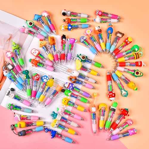 100Pcs Mini Multicolor Pens in One 4-in-1, Cute Pens Bulk for Party Favors and Birthdays, Delightful Ballpoint Pen Gifts Classroom Student Prizes (100pcs)