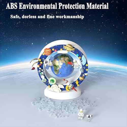 Floating Globe With Led Light-With Building Blocks For Children,Levitating Rotating 360 Degree In The Air,Cool Tech Gift For Kids, Birthday Gifts For Men,Desk Gadget Decor in Office Home