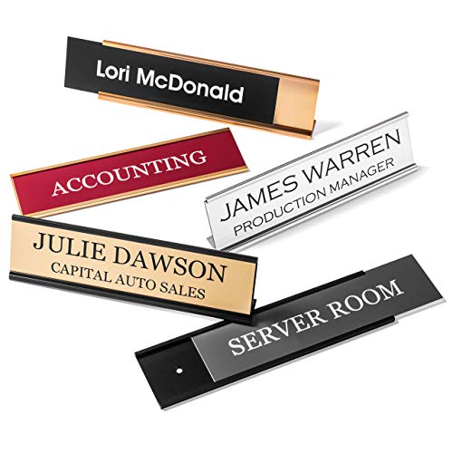 Providence Engraving Custom 2x8 Name Plate with Aluminum Holder - US Made