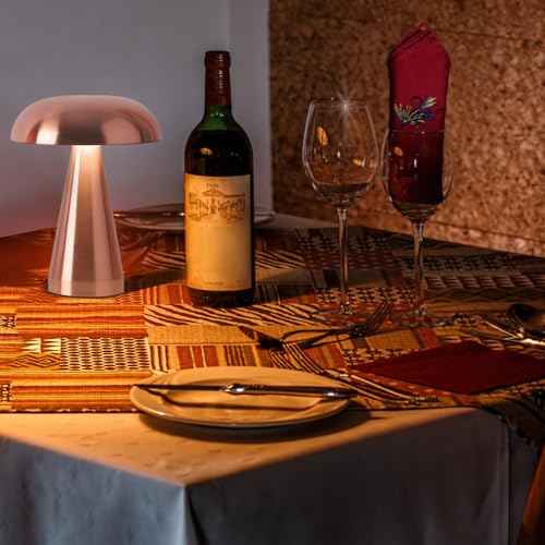 Portable Metal Desk Lamp,3-Color Touch Control, Rechargeable Battery - Ideal Bedside Lamp for Bedroom Nightstand (Rose Gold)