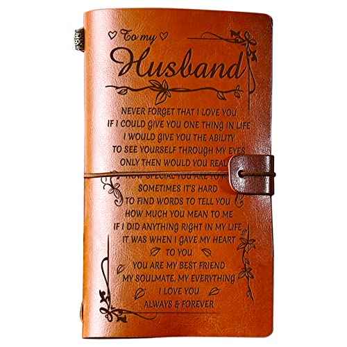 PRSTENLY Gifts for Husband Leather Journal, Husband Birthday Gift To My Husband Gifts 140 Page Refillable Notebooks, Fathers Day Anniversary Wedding Christmas Valentines Day Gifts for Him Men Husband
