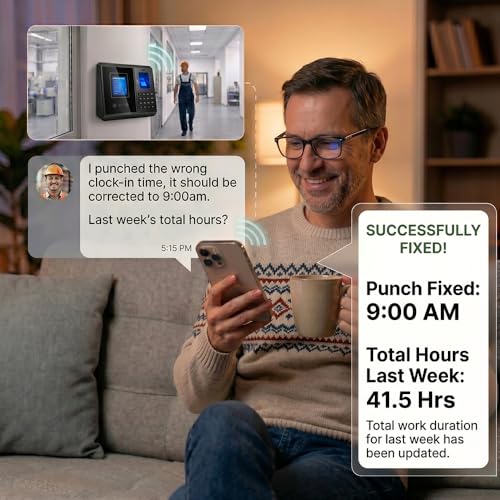 App-Controlled Time Clock for Small Business with Facial Recognition & Payroll Reports