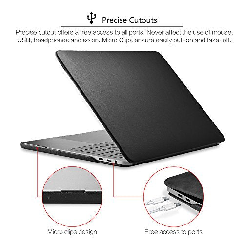 ICARER MacBook Pro 13 Case (2016-2025), Genuine Leather Case for A2338/A2251/A2289/A2159/A1989/A1708/A1706 M1 M2 Pro/Max, with Touch Bar & Touch ID Compatible for MacBook Pro 13 inch (Black)