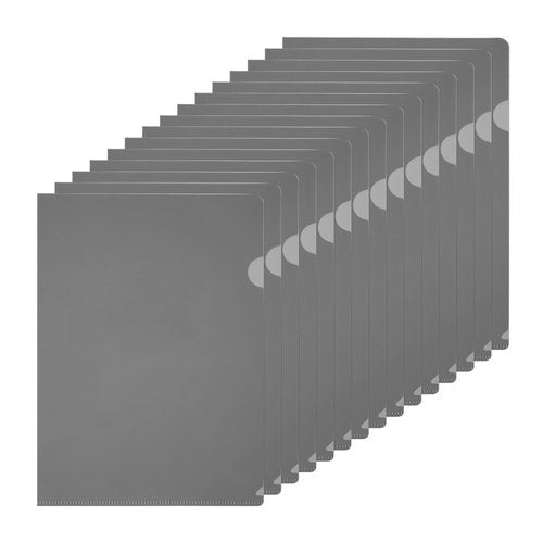 PATIKIL A5 Plastic Folders, 40 Pack Clear Folders L Type Project Pockets Paper Document Jacket Sleeves L Shaped Transparent for Documents Plastic Office File, 6.3x8.8in, Gray
