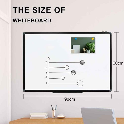 NEWPUTE Black Aluminium Frame Magnetic Dry Erase Board for Wall, 36 X 24 Inches Whiteboard for Home, School, Office, Erasable Small Whiteboards