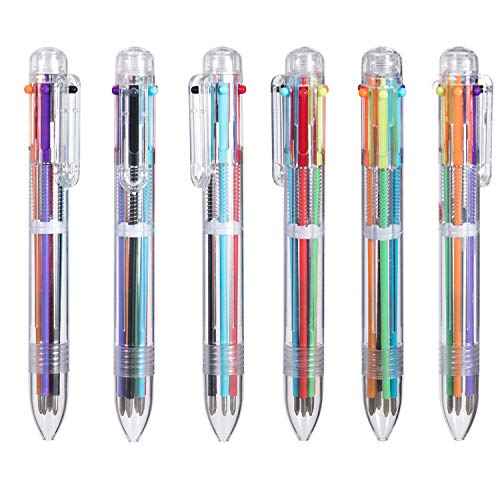 favide 6 Pack 0.5mm 6-in-1 Multicolor Ballpoint Pen,6-Color Retractable Ballpoint Pens for Office School Supplies Students Children Gift,Kids Party Favors (6)