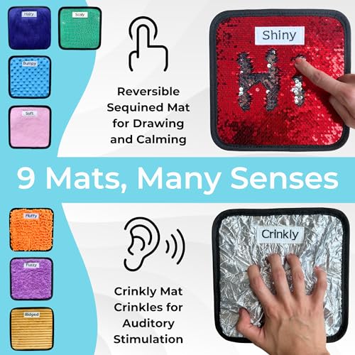 Square Sensory Discs for Autism Therapy - 9 Pack with Lesson Plans - Playful Prodigies