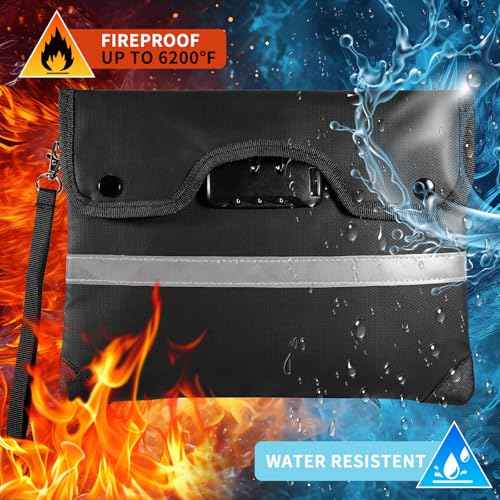 HOMELYLIFE Fireproof Money Bag,A4(15*11.8'') 6200¡ÆF Fireproof,Waterproof,Extra Thick Fireproof Cotton Lined for Home/Office Use,Secure Storage for Valuables,ash,Contracts,Jewelry & Important Documents