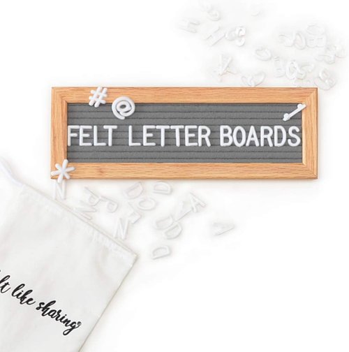 Felt Like Sharing Small Letter Board - Gray Felt Changeable Message Board | 10”x3.5” with 3 Sets of Letters for Home & Office Decor
