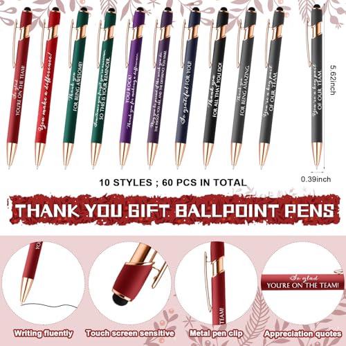 60 Set Employee Appreciation Gift Inspirational Ballpoint Pen with Stylus Tips Card Appreciation Gift for Vet Tech Coworker Teacher Nurse Medical Assistant Staff Sterile Processing Week