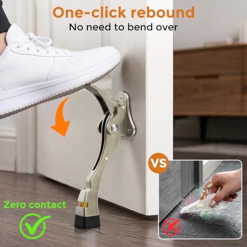 Gotega Satin Nickel 4-Inch Kickdown Door Stop, 2 Pack – Bottom of Door Stoppers