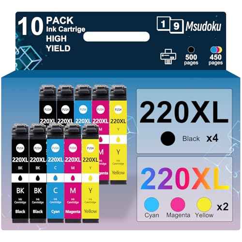 220XL Ink Cartridges Remanufactured Replacement for Epson 220 220XL Ink Cartridges Work with Workforce WF-2760 WF-2750 WF-2660 WF-2650 WF-2630 XP-320 XP-420 Printer (4 Black 2 Cyan 2 Magenta 2 Yellow)