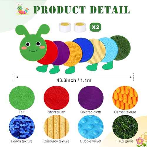Caterpillar Sensory Wall Panel for Kids Sequin Busy Board Play Room Daycare Toys Sensory Tiles for Wall and Floor Textured Mats and Squares for Autism Children Toddlers Classroom Activity