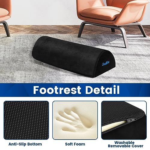 CloudBliss Black Large Ergonomic Under-Desk Foot Rest for Office & Work