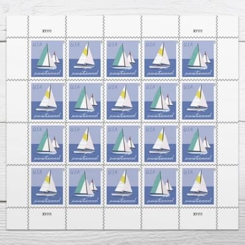 United States Postal Service Sailboats Postcard Stamps - 20 Sheet Includes Variation
