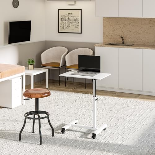 Seville Classics airLIFT Mobile Laptop Table White 24" Overbed Desk