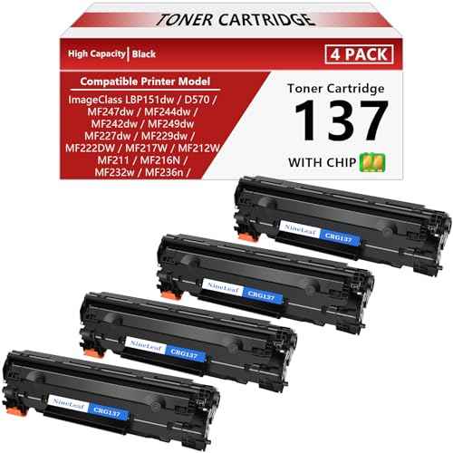 NineLeaf Compatible Toner Cartridge Replacement for Canon 137 CRG137 9435B001AA use for ImageClass MF247dw LBP151dw MF212w MF216n MF217w MF227dw MF236n MF244dw MF249dw Printer (Black,4-Pack)