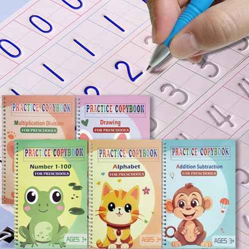 Reusable Grooved Handwriting Workbooks,Magic Copybook,Magic Writing Practice copy books, to help children improve their handwriting ink Practice Age 3-8 ?Calligraphy for kids(Animal edition)