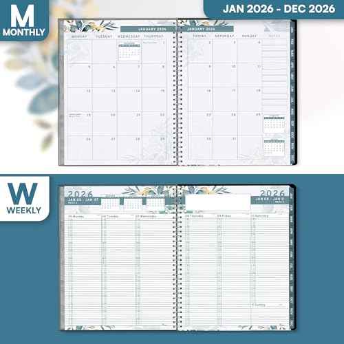 Ensight 2026 Appointment Book and Planner 8.5" x 11" Large Hourly Weekly Daily Schedule Planner with Tabs, 15 Minute Time Slots, Floral Calendar Organizer Jan 2026 ? Dec 2026 Appointment Book - Floral