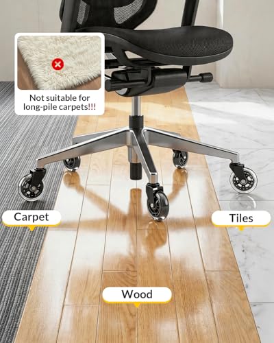 HOLKIE Clear Office Chair Wheels Casters Set of 5 - Universal Fit, Quiet & Non-Marking, Heavy Duty, 7/16" Stem, Model: 5