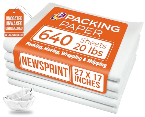 Purple Papers 640 Sheets Moving Packing Paper 27x17in 20lb Bulk Newsprint Wrap