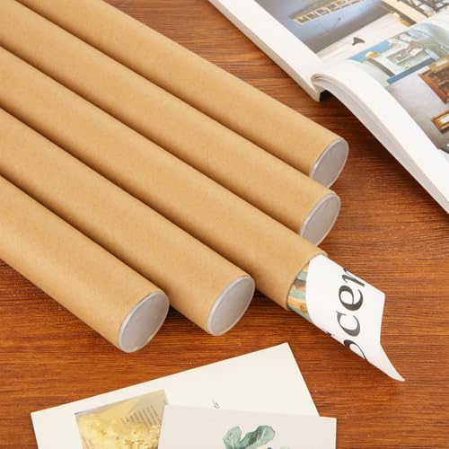 20 Pack Kraft Mailing Tubes 1.5x12 Inches with Caps for Shipping & Art