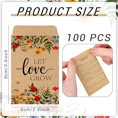 Wedding Seed Packets 100 Pcs Self-Adhesive Wildflower Envelopes - Let Love Grow